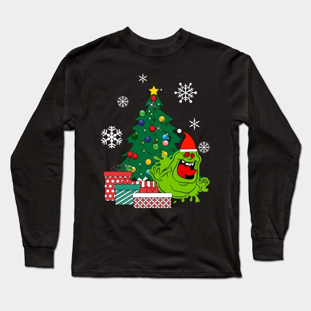 Slimer Around The Christmas Tree Long Sleeve T-Shirt by Nova5